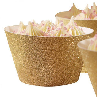 Cupcake Wraps: Glitter Gold - Pack of 10