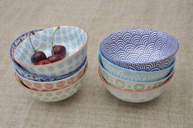 Bowls: Ceramic Japanese - Cobalt Sunburst