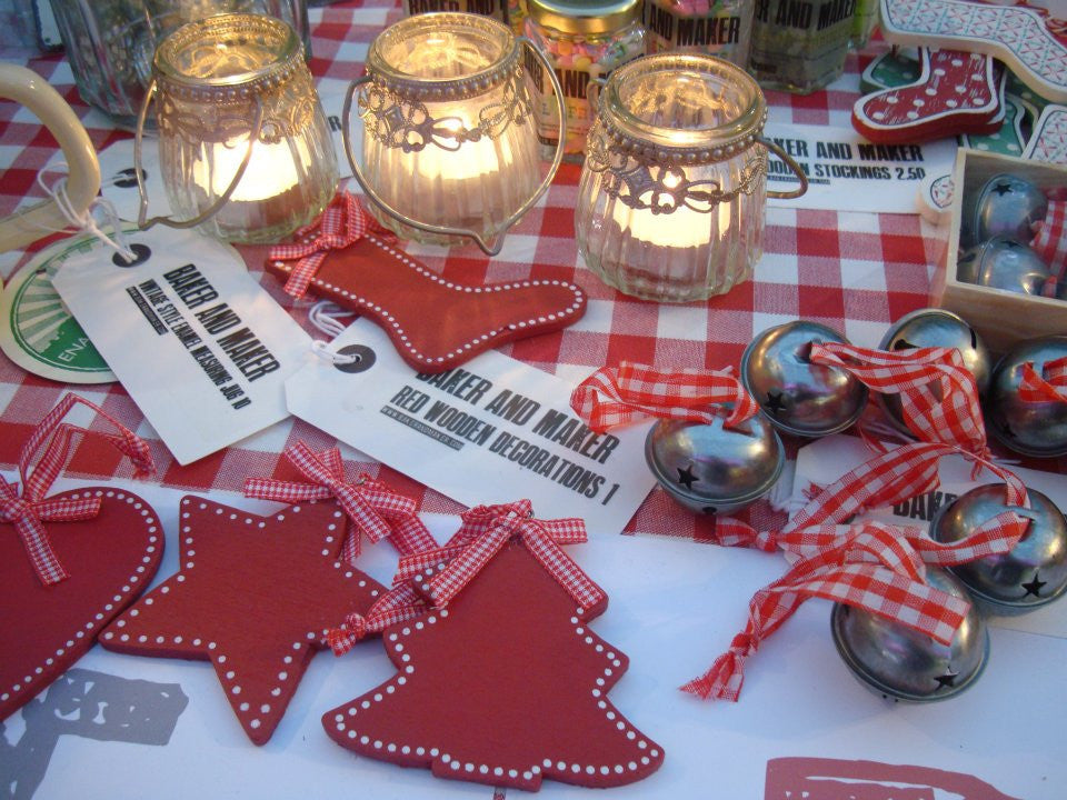 Hanging Decoration: Scandinavian Style Wooden Tree, Star, Stocking or Heart