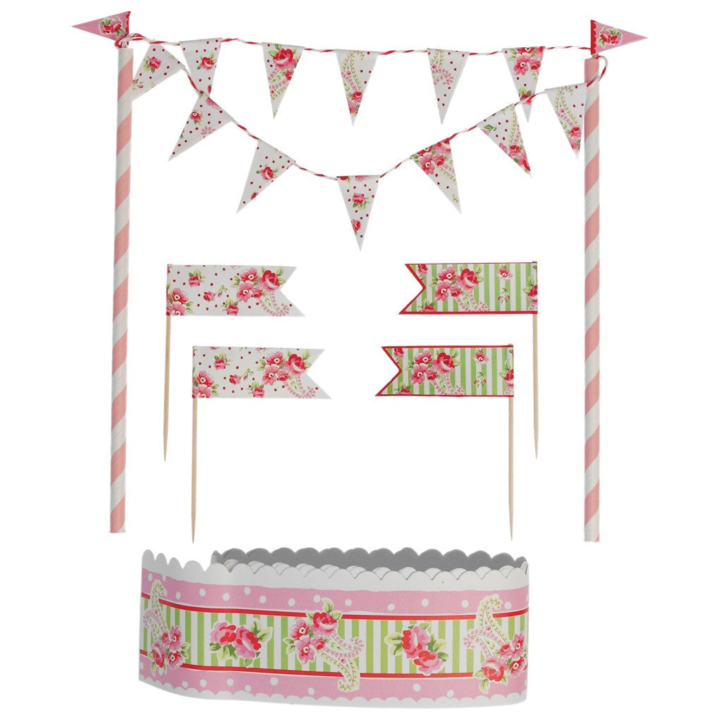 Cake Bunting & Decorating Set: Paisley Rose