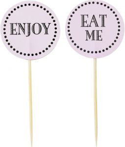 Miss Etoile Cake Toppers: Enjoy & Eat Me in Pink or White