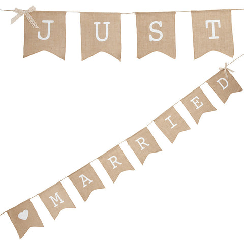 Bunting: Just Married Hessian