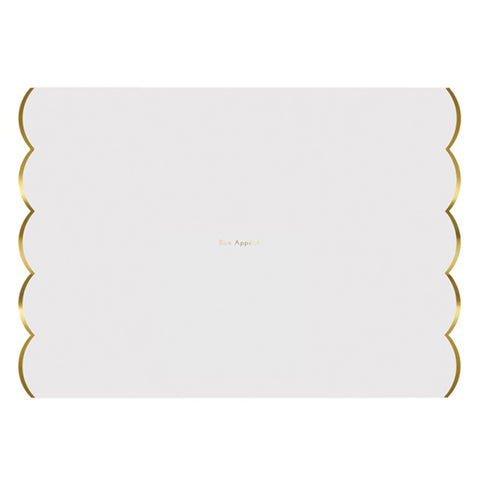 Placemats: White & Gold Foil Scalloped Edge Paper Mats from Meri Meri - Pack of 24