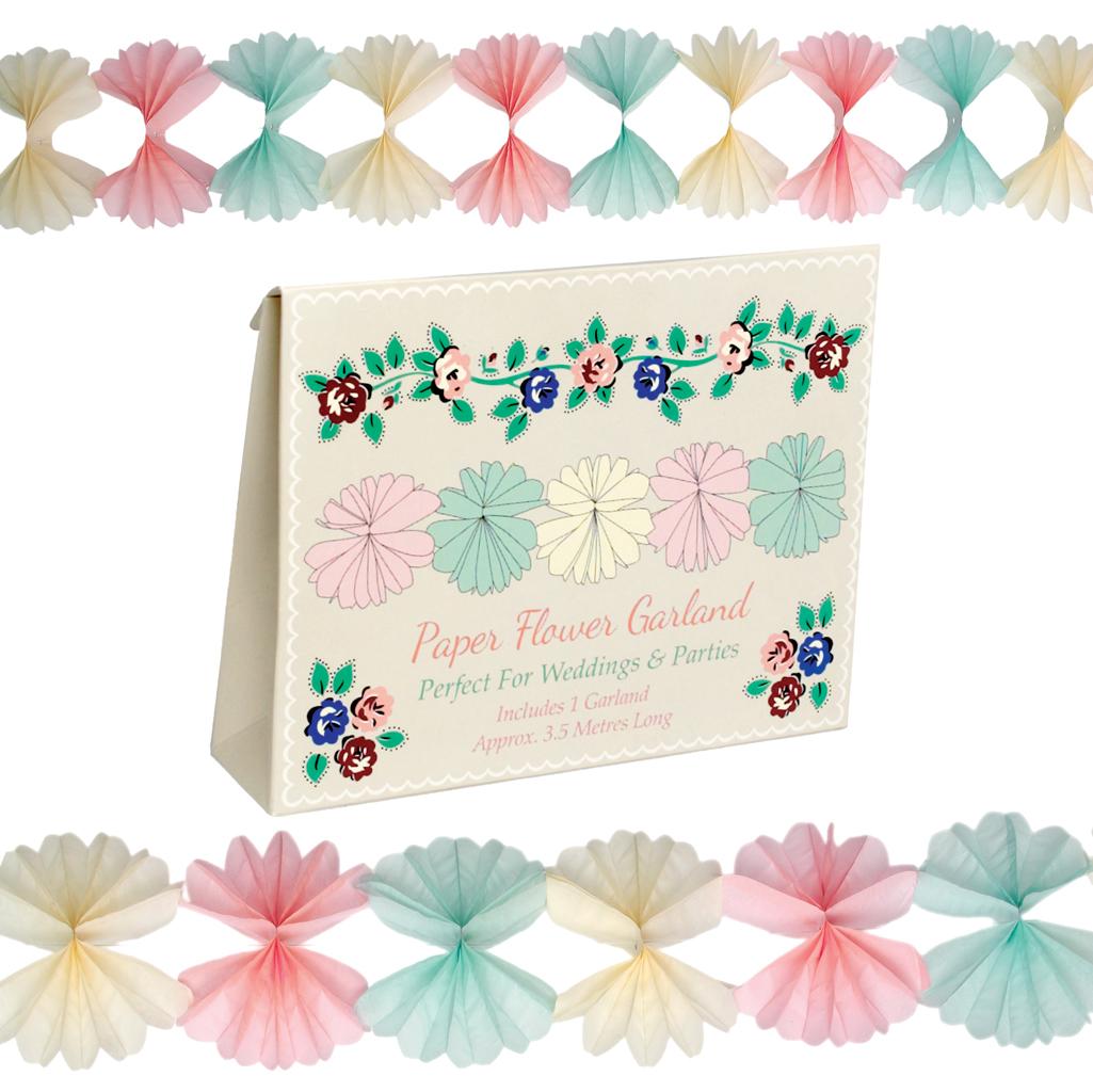 Garland: Paper Flower in Pink, Mint and Cream
