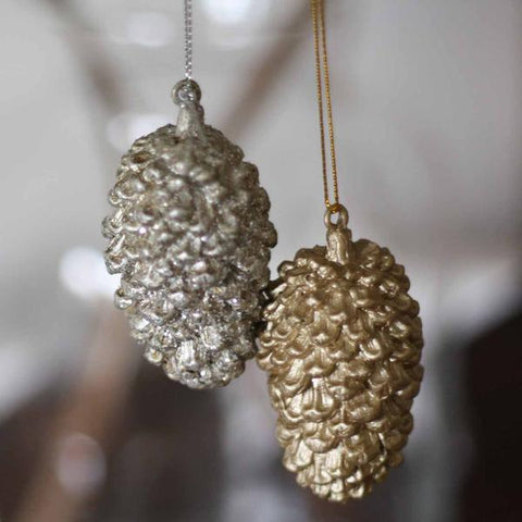 Hanging Decoration: Pine Cone - Gold or Silver