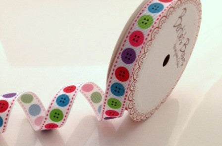 Ribbon: Buttons Multicoloured - 16mm 3m