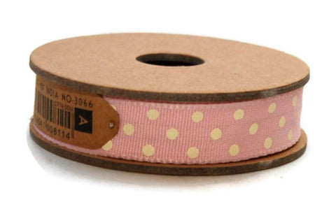 Ribbon: Polka Dot Pale Pink - 15mm 3m