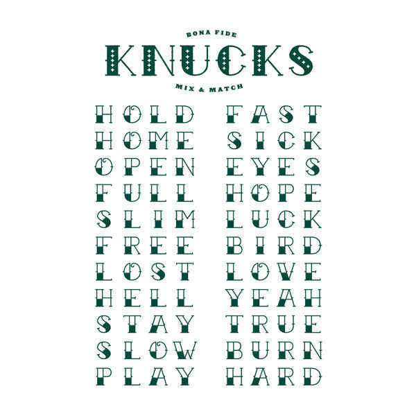 Temporary Tattoos: Knucks