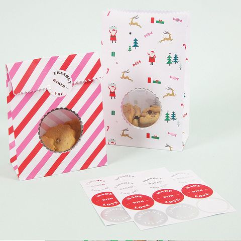 Treat Bags with Window: Christmas Pack of 8 with Stickers