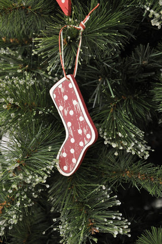 Hanging Decoration: Wooden Christmas Stocking