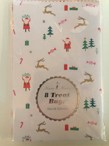 Treat Bags with Window: Christmas Pack of 8 with Stickers