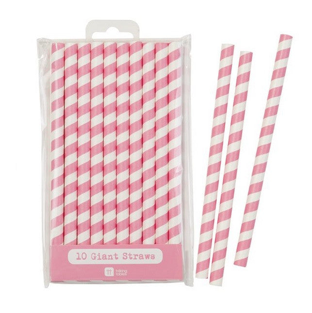 Straws: Giant Straws Pink, Blue & Red - Packs of 10