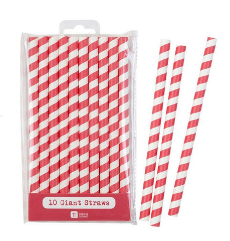 Straws: Giant Straws Pink, Blue & Red - Packs of 10