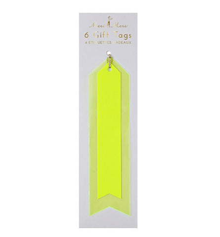 Gift Tags: Neon Yellow Vinyl - Pack of 6