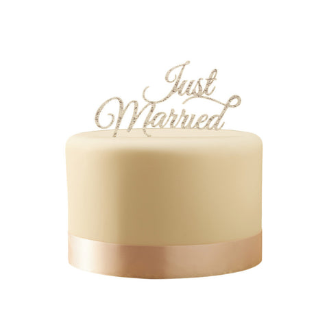 Cake Topper: Silver Just Married