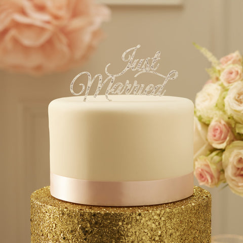 Cake Topper: Silver Just Married