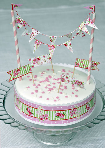 Cake Bunting & Decorating Set: Paisley Rose
