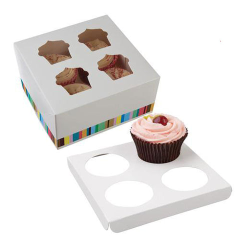 Cupcake Boxes with Window & Insert: Single, 4, 6 and 12