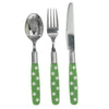 Children's Cutlery Set: Green or Red Spotty