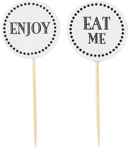 Miss Etoile Cake Toppers: Enjoy & Eat Me in Pink or White