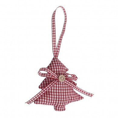 Hanging Decoration: Scandi Style Red & White Gingham Tree or Star
