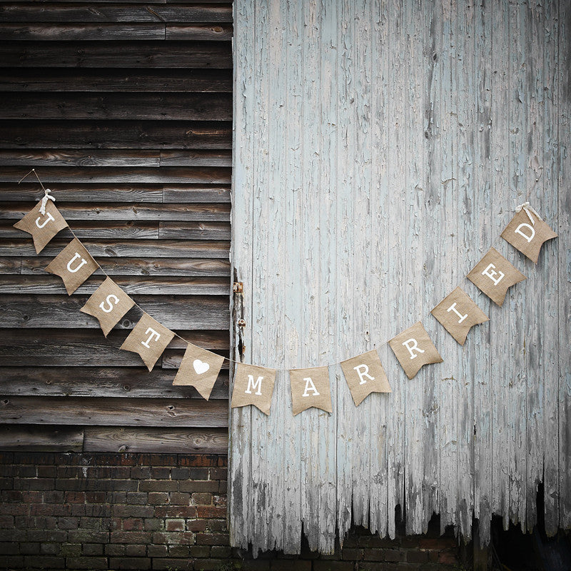 Bunting: Just Married Hessian