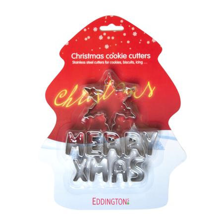 Cookie Cutter Set: Merry Xmas Christmas Cookie/Fondant/Pastry/Pie Cutters - 10 pieces
