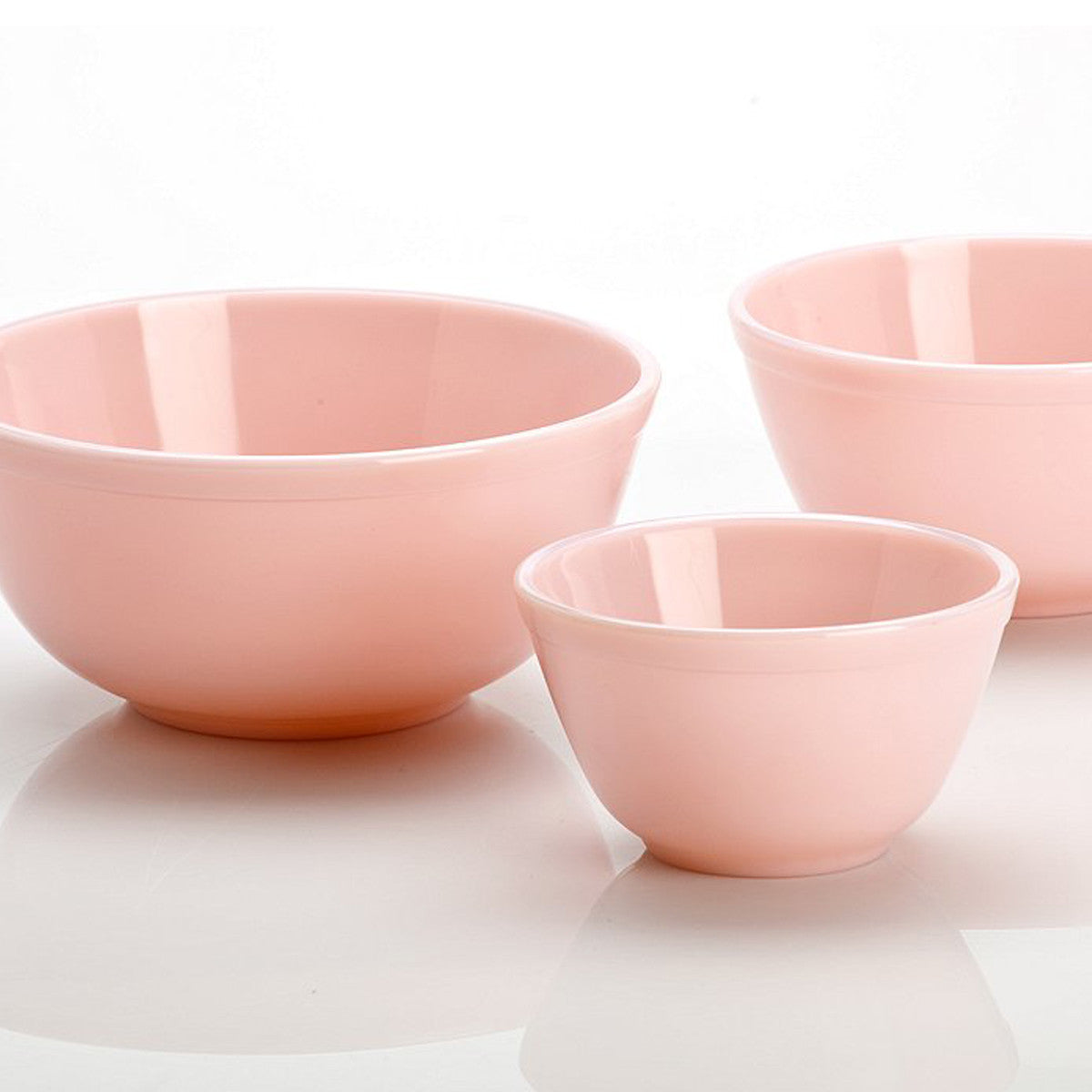 Milk Glass Mixing Bowls: Set of 3: Pink