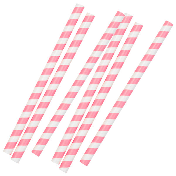 Straws: Jumbo Paper Striped - Smoothie, Bubble Tea or Milkshake - Blue, Pink or Red - Pack of 10