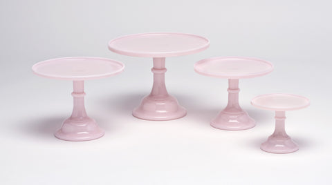 Milk Glass Cake Stand: Pink