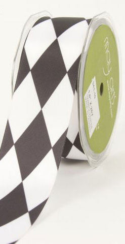 Ribbon: Harlequin Black & White Satin - 38mm 10m