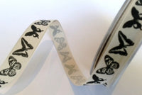 Ribbon: Butterflies Pink, Ivory, Blue or Green: 15mm, by the metre or 20m reel