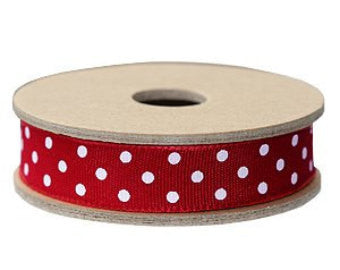Ribbon: Polka Dot Red - 15mm, 3m