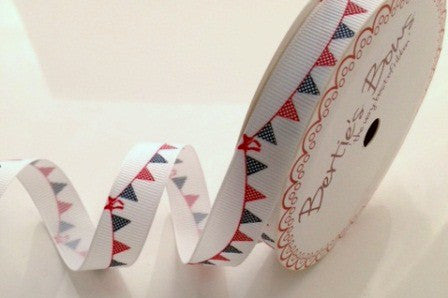 Ribbon: Bunting Pink or Red, White & Blue - 16mm 3m