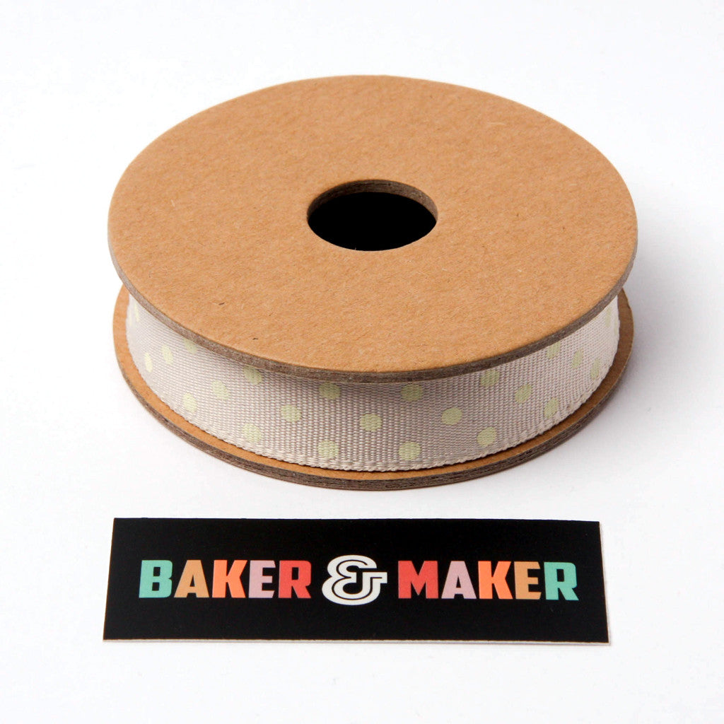 Ribbon: Polka Dot Taupe - 15mm 3m