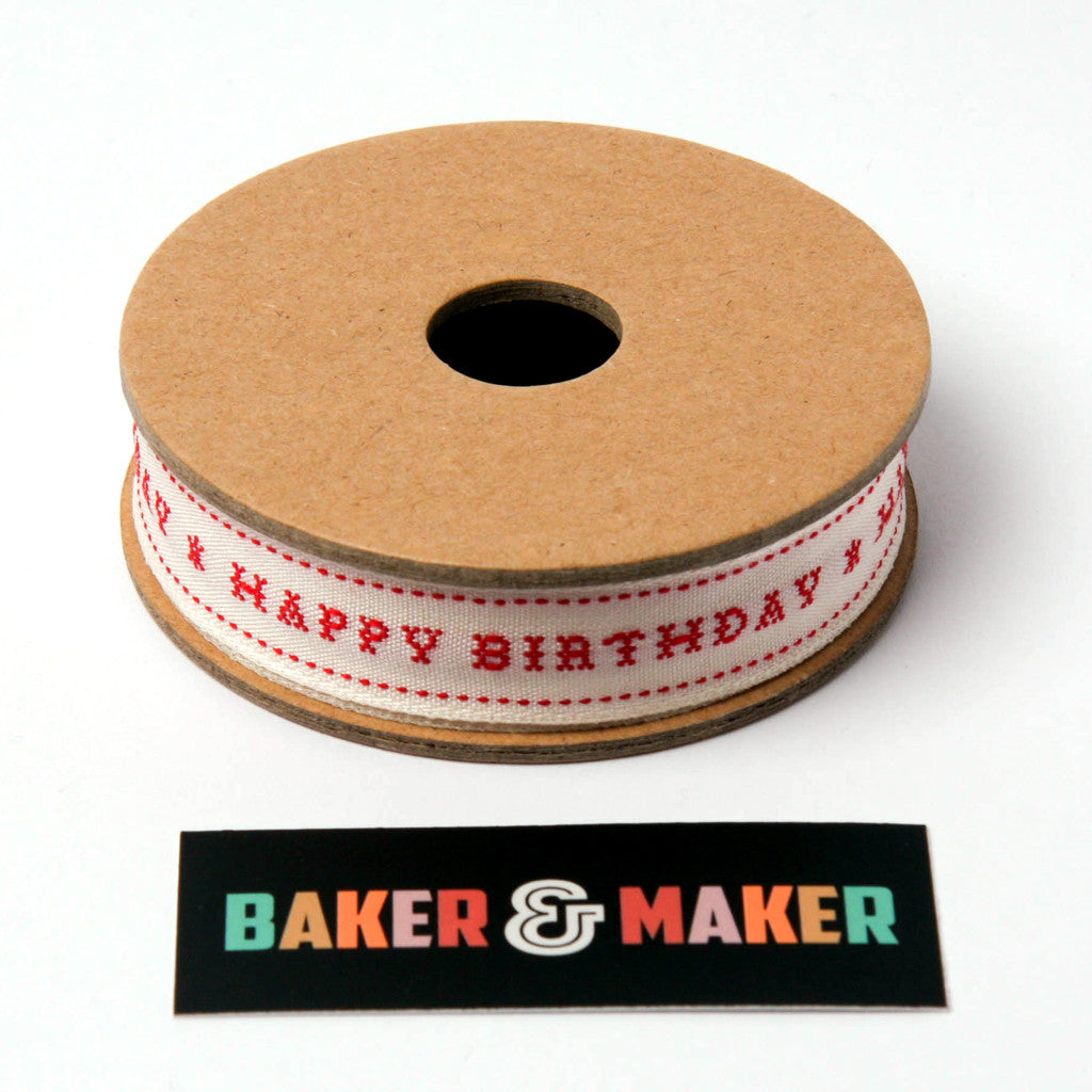 Ribbon: Woven Happy Birthday 3m or 20m