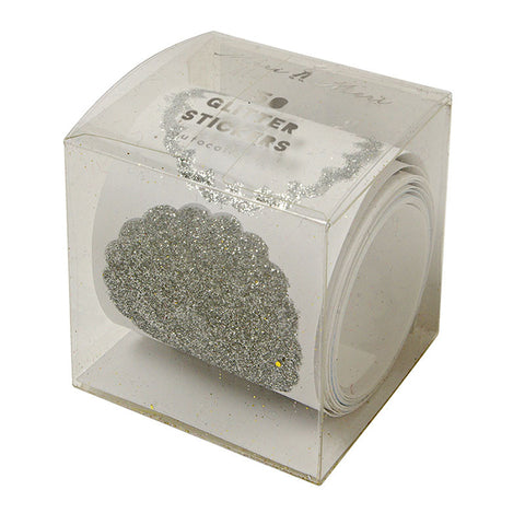 Stickers: Silver Glitter Roll of 50 Stickers - Meri Meri