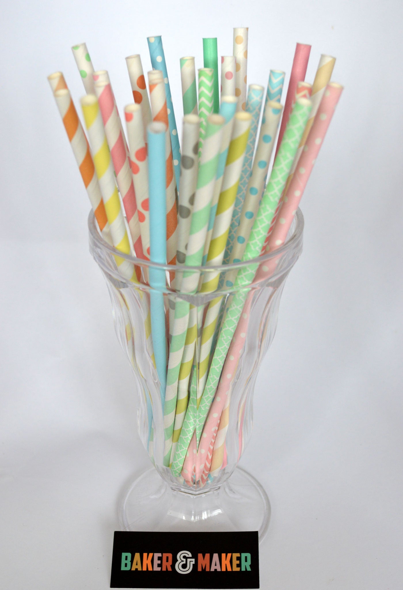 Straws: Diagonal Stripes - Packs of 25