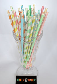 Straws: Diagonal Stripes - Packs of 25